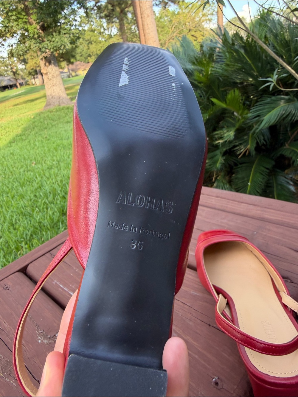 ALOHAS Lindy Bliss Red Leather Slingback Pumps Size 6 $170 - Picture 7 of 10